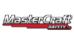 A red and black logo for master craft safety.
